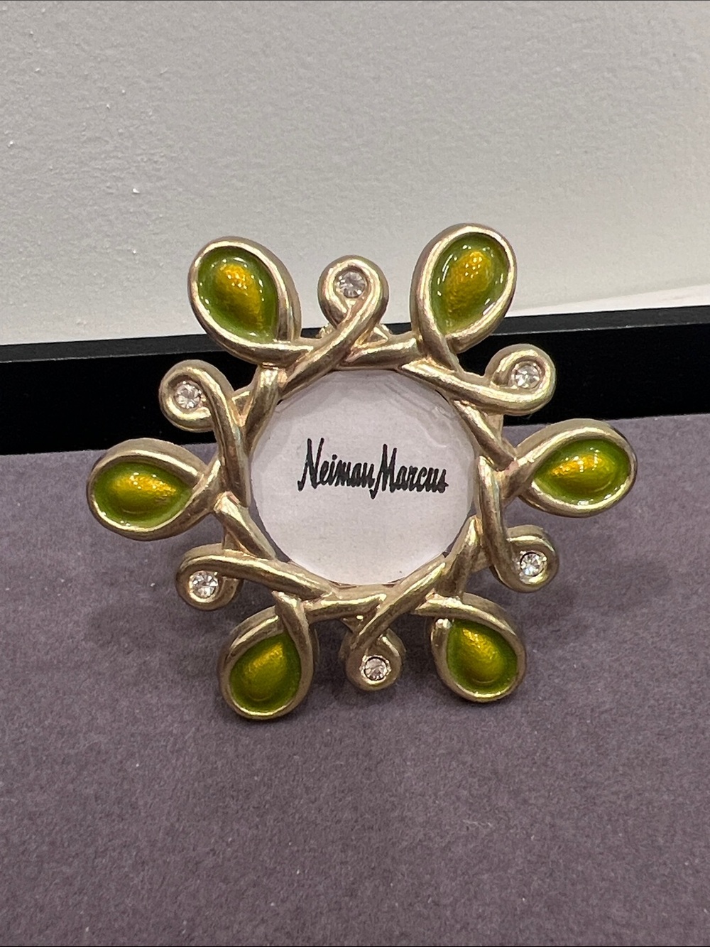 Jay Strongwater Gold-Tone Frame with Lime Green and Rhinestone accents